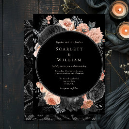 Gotische  Zwart Donker Blush Bruiloft Kaart