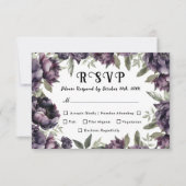 Gotische  Zwart Donker Pioen Bruiloft RSVP (Voorkant)
