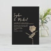 Gotische zwart en goud bruiloft uitnodiging (Staand voorkant)