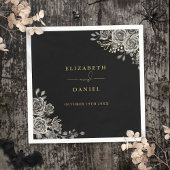 Gotische zwart en gouden Rozen bloemenbruiloft Servet