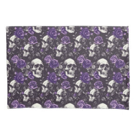 Gotische zwart en Paarse schedels en Rozen Beddego Kussensloop