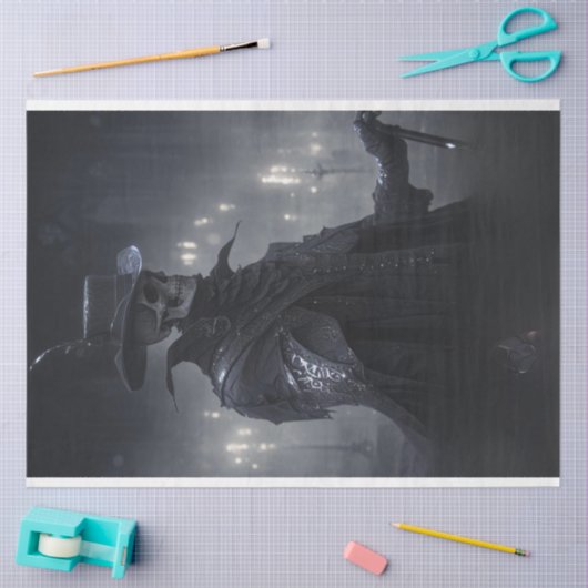 Gotische Zwart Gekleed Skelet Decoupage Tissuepapier (Craft)