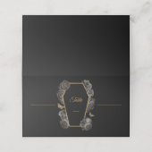 Gotische Zwart & Goud Rozen Coffin Wedding Gevouwe Plaatskaartje (Buitenkant ongevouwen)