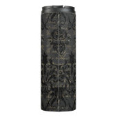 Gotische zwart gouden roos damast elegant thermosbeker (Achterkant)