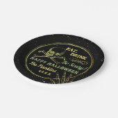 Gotische Zwart & Gouden Schedel Gelukkig Halloween Papieren Bordje (Gekanteld)