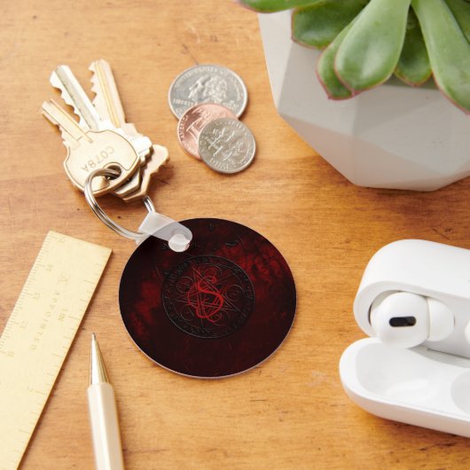 Gotische Zwart Magie Zegels Monogram Sleutelhanger (Bureau)