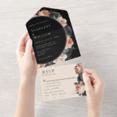 Gotische Zwart Menu Keuze RSVP Bruiloft All In One Uitnodiging (Afscheurbaar)