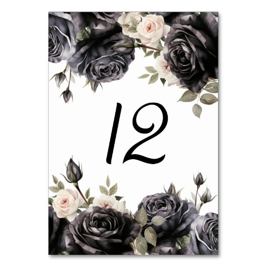 Gotische  Zwart Rozen Bloemen Bruiloft Kaart (Voorkant)