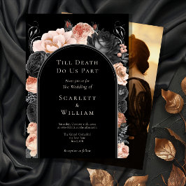 Gotische  zwart tot dood boog foto bruiloft kaart