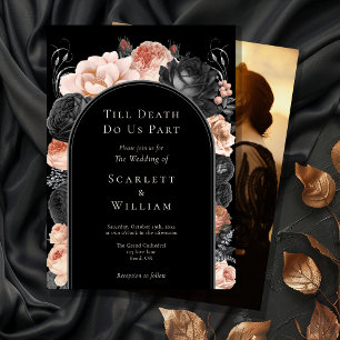 Gotische zwart tot dood boog foto bruiloft kaart