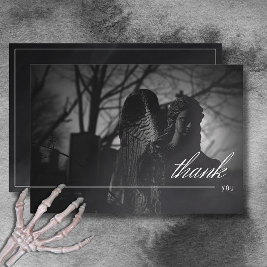 Gotische zwart-wit begraafplaats tot de dood bruil bedankkaart