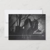 Gotische zwart-wit begraafplaats tot de dood bruil bedankkaart (Voorkant)