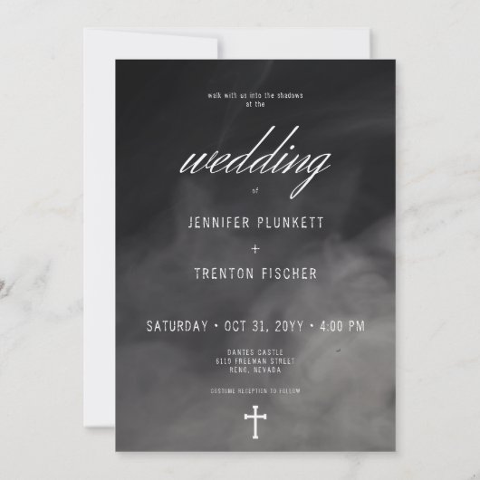 Gotische zwart-wit begraafplaats tot de dood bruil kaart (Achterkant)