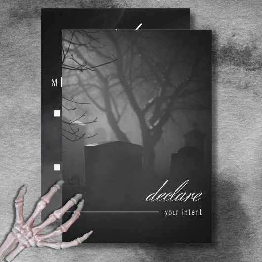 Gotische zwart-wit begraafplaats tot de dood QR-co RSVP Kaartje