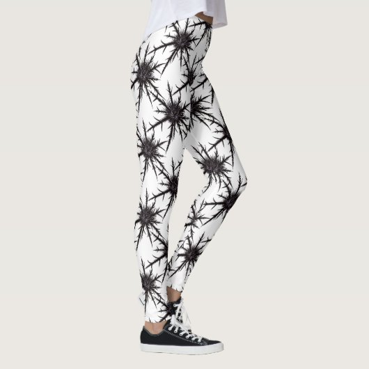 Gotische zwart-wit distel patroon Halloween Leggings (Rechts)