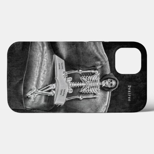 Gotische zwart-wit grappig skelet Case-Mate iPhone case (Achterkant (horizontaal))