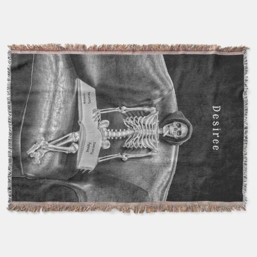 Gotische  zwart-wit grappig skelet deken (Voorkant)