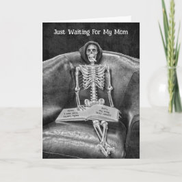 Gotische  zwart-wit grappig skelet kaart