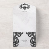 Gotische zwart & wit Halloween filigraan diner All In One Uitnodiging (Buitenkant)
