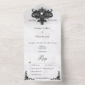 Gotische zwart & wit Halloween filigraan diner All In One Uitnodiging (Binnen)