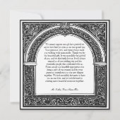 Gotische zwart-wit middeleeuwse tot de dood bedankkaart (Achterkant)