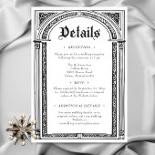 Gotische zwart-wit middeleeuwse tot de dood bruilo informatiekaartje