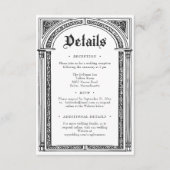 Gotische zwart-wit middeleeuwse tot de dood bruilo informatiekaartje (Voorkant)