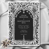 Gotische zwart-wit middeleeuwse tot de dood bruilo kaart