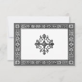 Gotische zwart-wit middeleeuwse tot de dood bruilo RSVP kaartje (Achterkant)