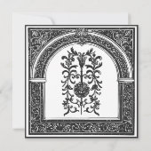 Gotische zwart-wit middeleeuwse tot de dood bruilo save the date (Achterkant)