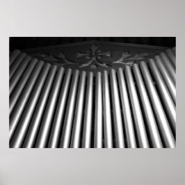 Gotische zwart-wit pijporgel muziekstuk poster