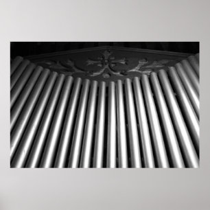 Gotische zwart-wit pijporgel muziekstuk poster