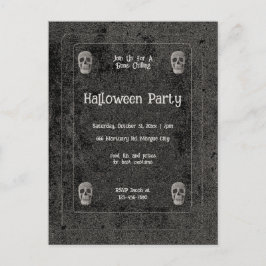 Gotische  zwart-wit schedels Halloween Uitnodiging Briefkaart