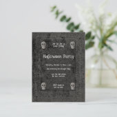 Gotische  zwart-wit schedels Halloween Uitnodiging Briefkaart (Staand voorkant)