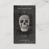 Gotische  zwart-wit Tattoo schedel Tarot Visitekaartje (Voorkant)
