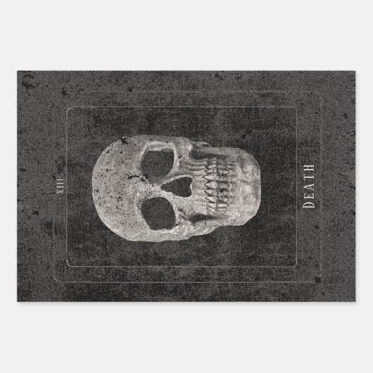Gotische  zwart-wit textuur schedel tarot inpakpapier vel (Voorkant 2)