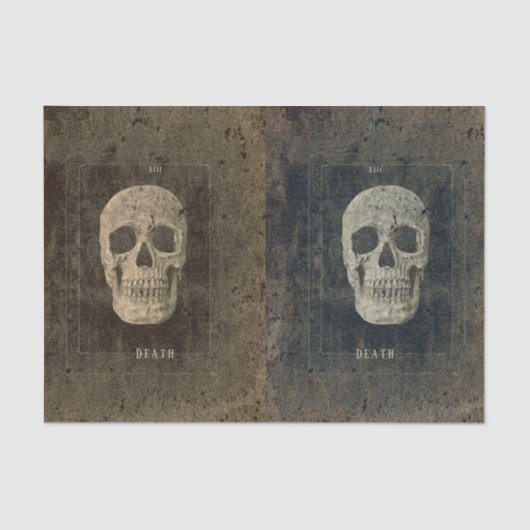 Gotische zwart-wit textuur schedel tarot tissuepapier (Voorkant)
