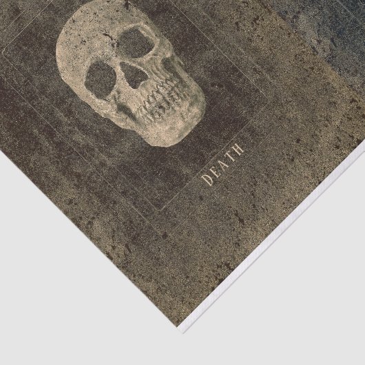 Gotische  zwart-wit textuur schedel tarot tissuepapier (Detail)