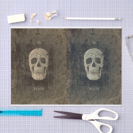 Gotische  zwart-wit textuur schedel tarot tissuepapier (Craft)