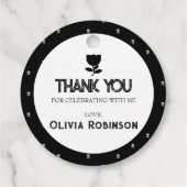 Gotische zwart-wit verjaardag bedankjes labels (Achterkant)