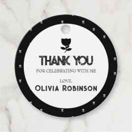 Gotische zwart-wit verjaardag bedankjes labels