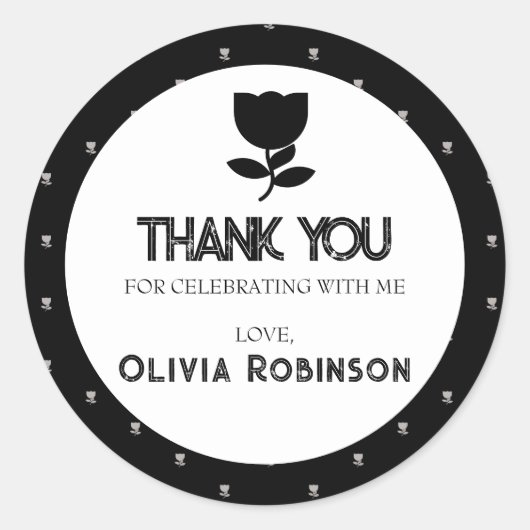 Gotische zwart-wit verjaardag ronde sticker (Voorkant)