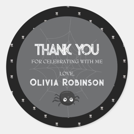 Gotische zwart-wit verjaardag ronde sticker (Voorkant)