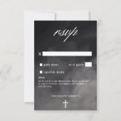 Gotische zwart witte begraafplaats tot de dood gee RSVP kaartje (Achterkant)