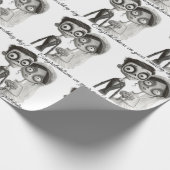 Gotische zwart witte bruid en bruidegom cadeaupapier (Hoek)