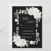 Gotische zwart-witte rozen bruiloft RSVP Kaart (Voorkant)