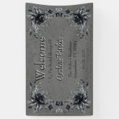 Gotische Zwarte Bloem Bruidsbruiloft Ontvangst Spandoek (Verticaal)