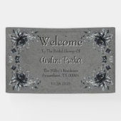 Gotische Zwarte Bloem Bruiloft Feest Welkom Spandoek (Horizontaal)