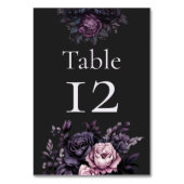 Gotische Zwarte Bloem Bruiloft Tafel Nummers Kaart (Achterkant)