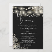 Gotische zwarte bloem lichten repetitie diner kaart (Voorkant)